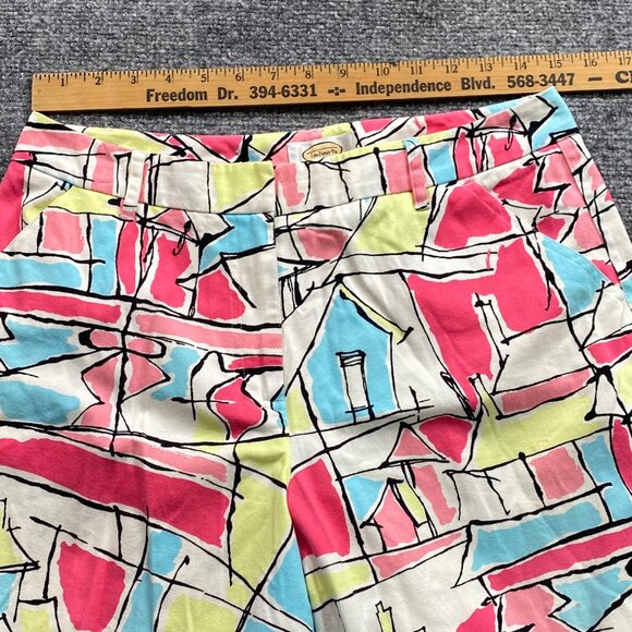 Talbots Pants‎ Women's 10 Multicolor Abstract Print Stretch Capri 30x25 Cropped - Picture 8 of 13